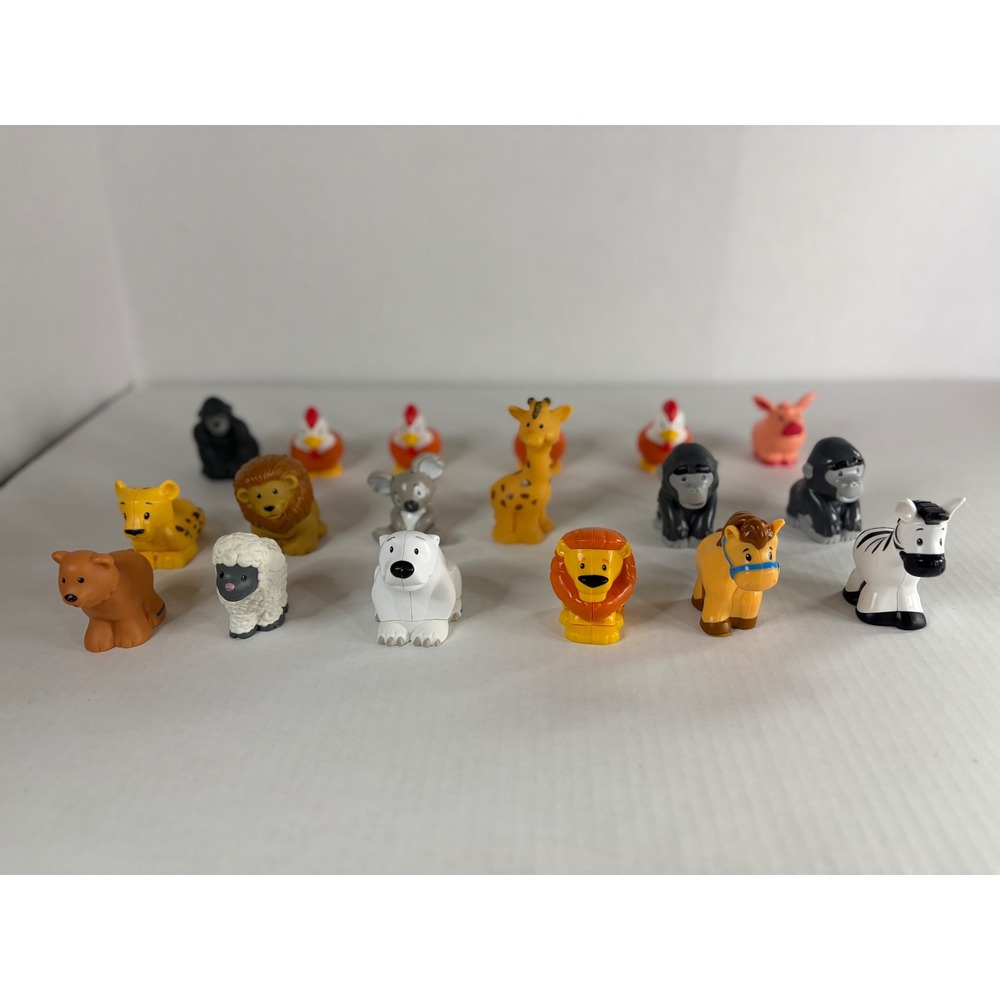 Fisher Price Little People Animal Figure Lot 18pc Safari Farm Zoo Giraffe Lion